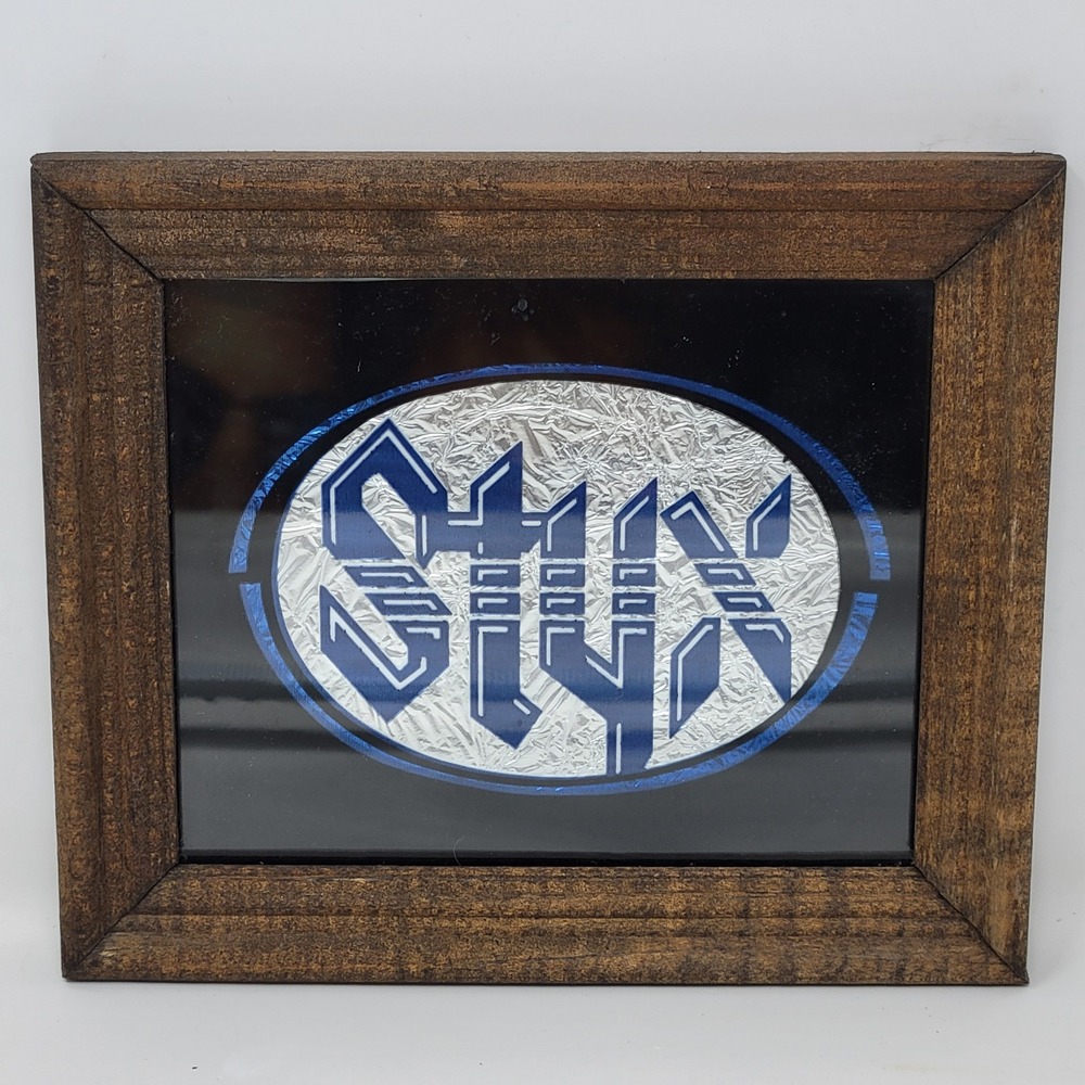 Vintage Styx Band Logo Framed Fair Prize Foil Art Glass‎ Wood Frame
